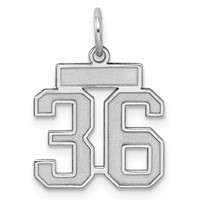 Sterling Silver Rhodium-plated Satin Number 36 Charm view 1