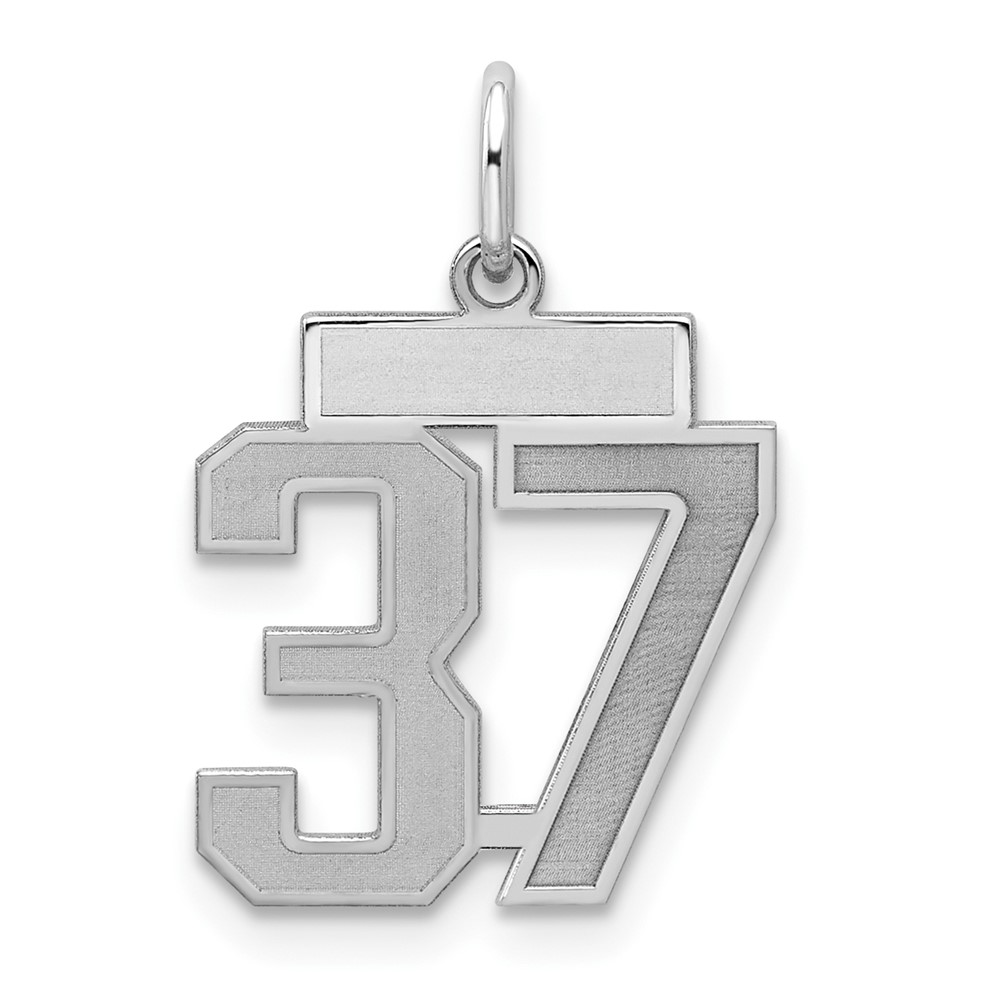 Sterling Silver Rhodium-plated Satin Number 37 Charm