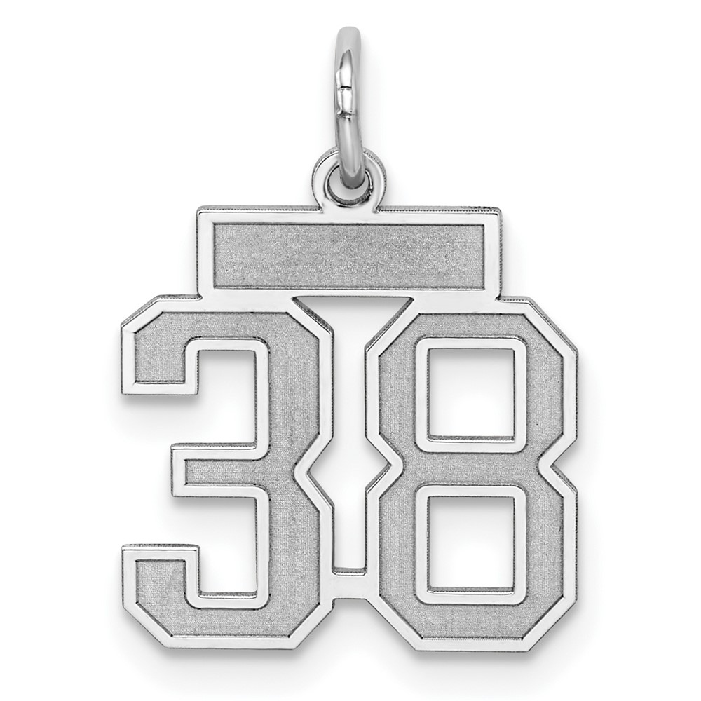 Sterling Silver Rhodium-plated Satin Number 38 Charm