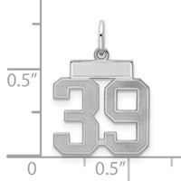 Sterling Silver Rhodium-plated Satin Number 39 Charm view 2