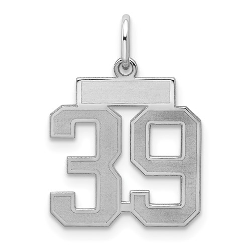 Sterling Silver Rhodium-plated Satin Number 39 Charm