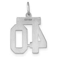 Sterling Silver Rhodium-plated Satin Number 40 Charm view 4