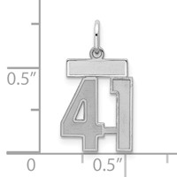 Sterling Silver Rhodium-plated Satin Number 41 Charm view 2