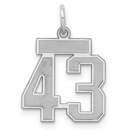 Sterling Silver Rhodium-plated Satin Number 43 Charm