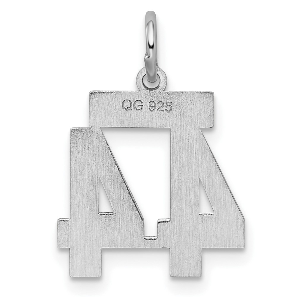 Sterling Silver/Rhodium-plated Satin Number 44 Charm (QPS44)