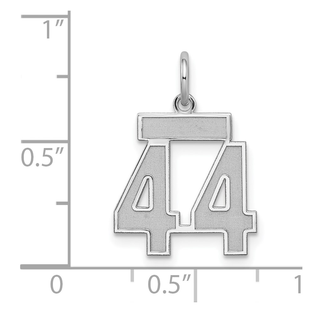 Sterling Silver/Rhodium-plated Satin Number 44 Charm (QPS44)