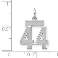 Sterling Silver Rhodium-plated Satin Number 44 Charm view 3