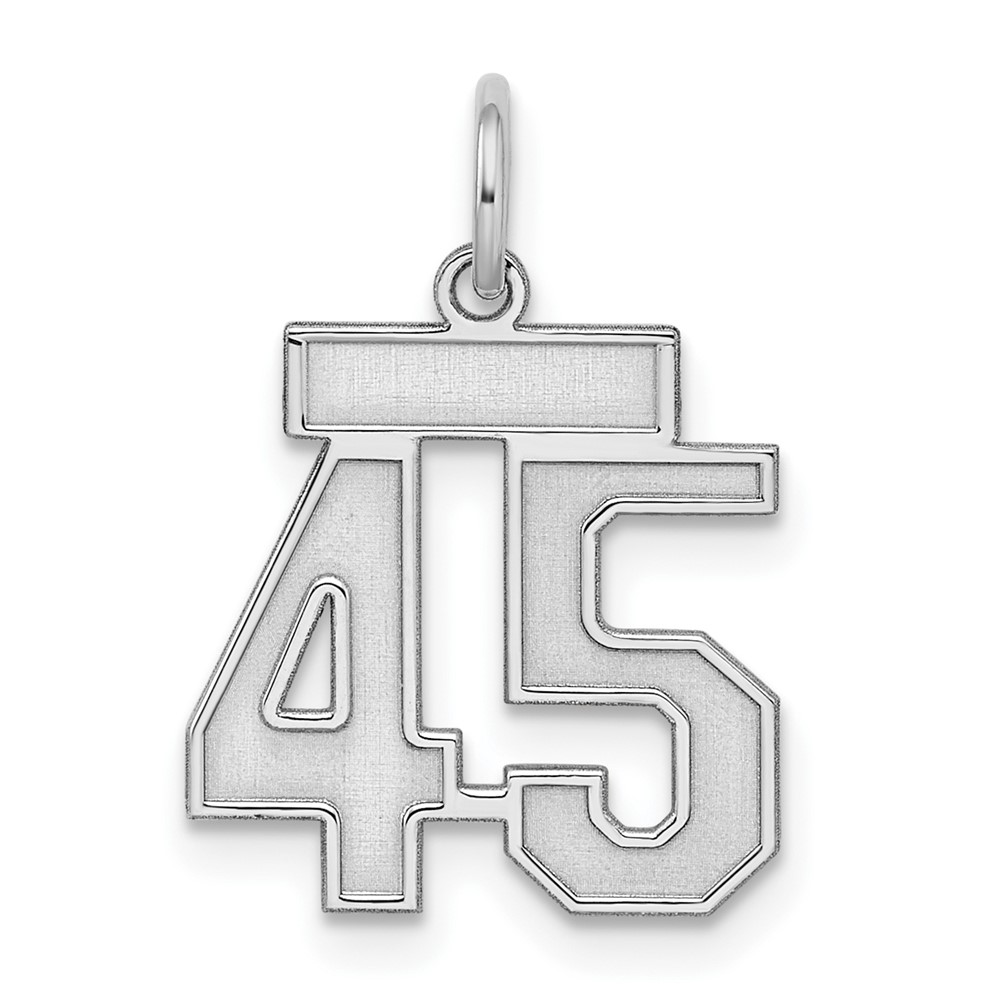 Sterling Silver Rhodium-plated Satin Number 45 Charm