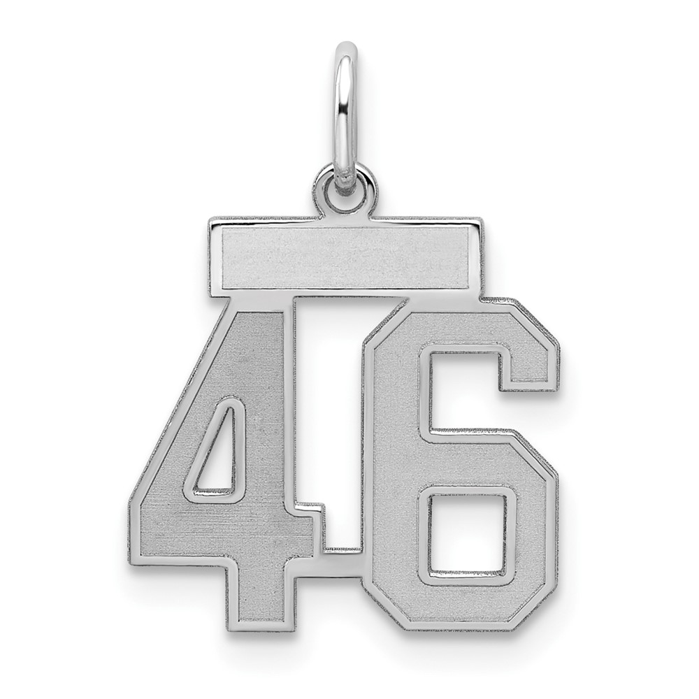 Sterling Silver Rhodium-plated Satin Number 46 Charm