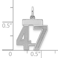 Sterling Silver Rhodium-plated Satin Number 47 Charm view 2