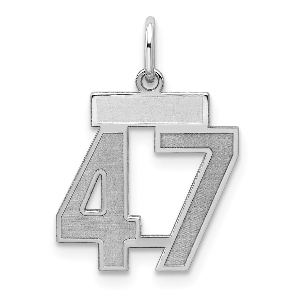 Sterling Silver Rhodium-plated Satin Number 47 Charm