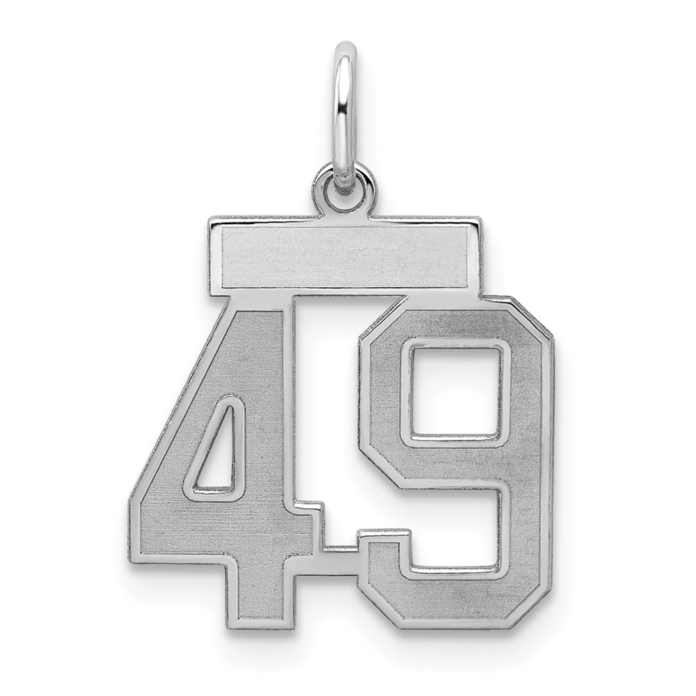 Sterling Silver Rhodium-plated Satin Number 49 Charm