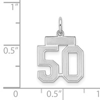 Sterling Silver Rhodium-plated Satin Number 50 Charm view 3