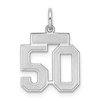 Sterling Silver Rhodium-plated Satin Number 50 Charm view 1