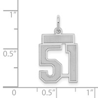 Sterling Silver Rhodium-plated Satin Number 51 Charm view 3