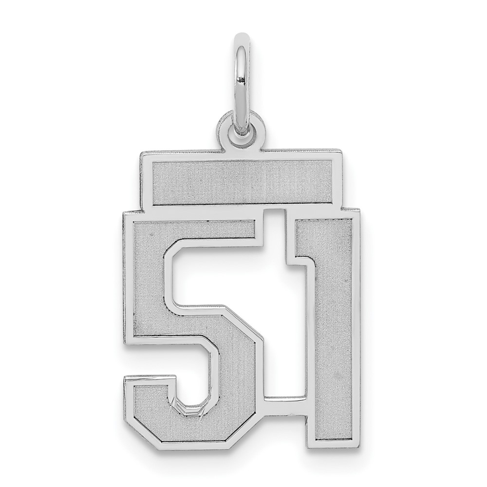 Sterling Silver/Rhodium-plated Satin Number 51 Charm (QPS51)