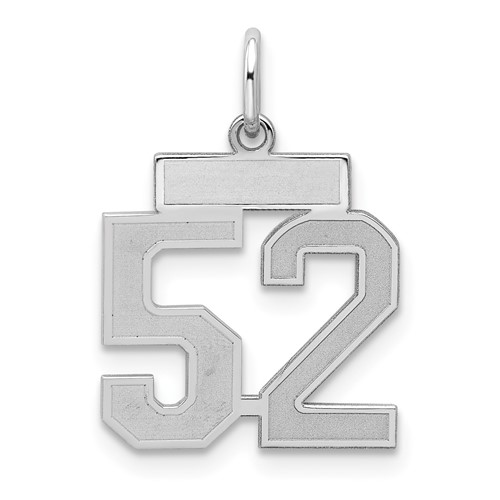 Sterling Silver Rhodium-plated Satin Number 52 Charm
