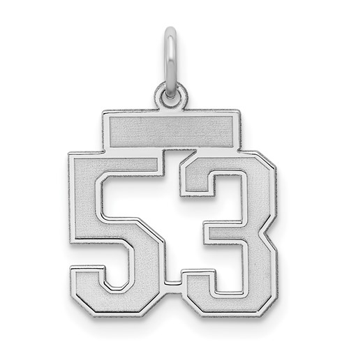 Sterling Silver Rhodium-plated Satin Number 53 Charm