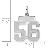 Sterling Silver Rhodium-plated Satin Number 56 Charm view 2