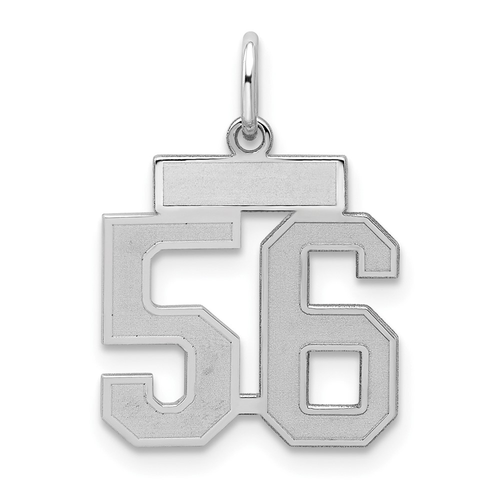 Sterling Silver Rhodium-plated Satin Number 56 Charm