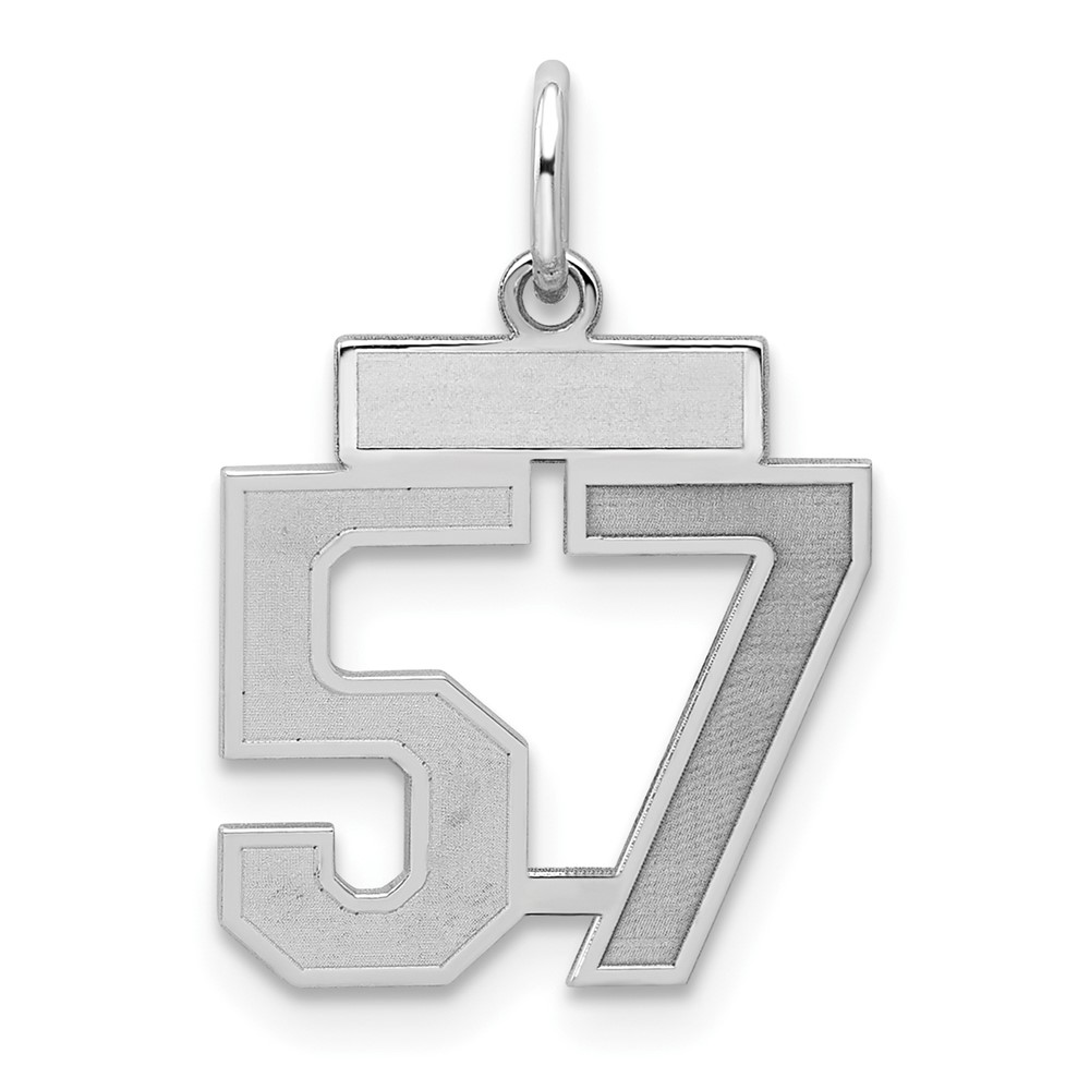 Sterling Silver Rhodium-plated Satin Number 57 Charm