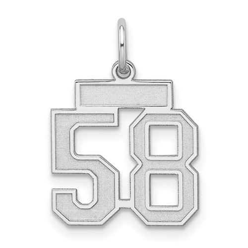 Sterling Silver Rhodium-plated Satin Number 58 Charm