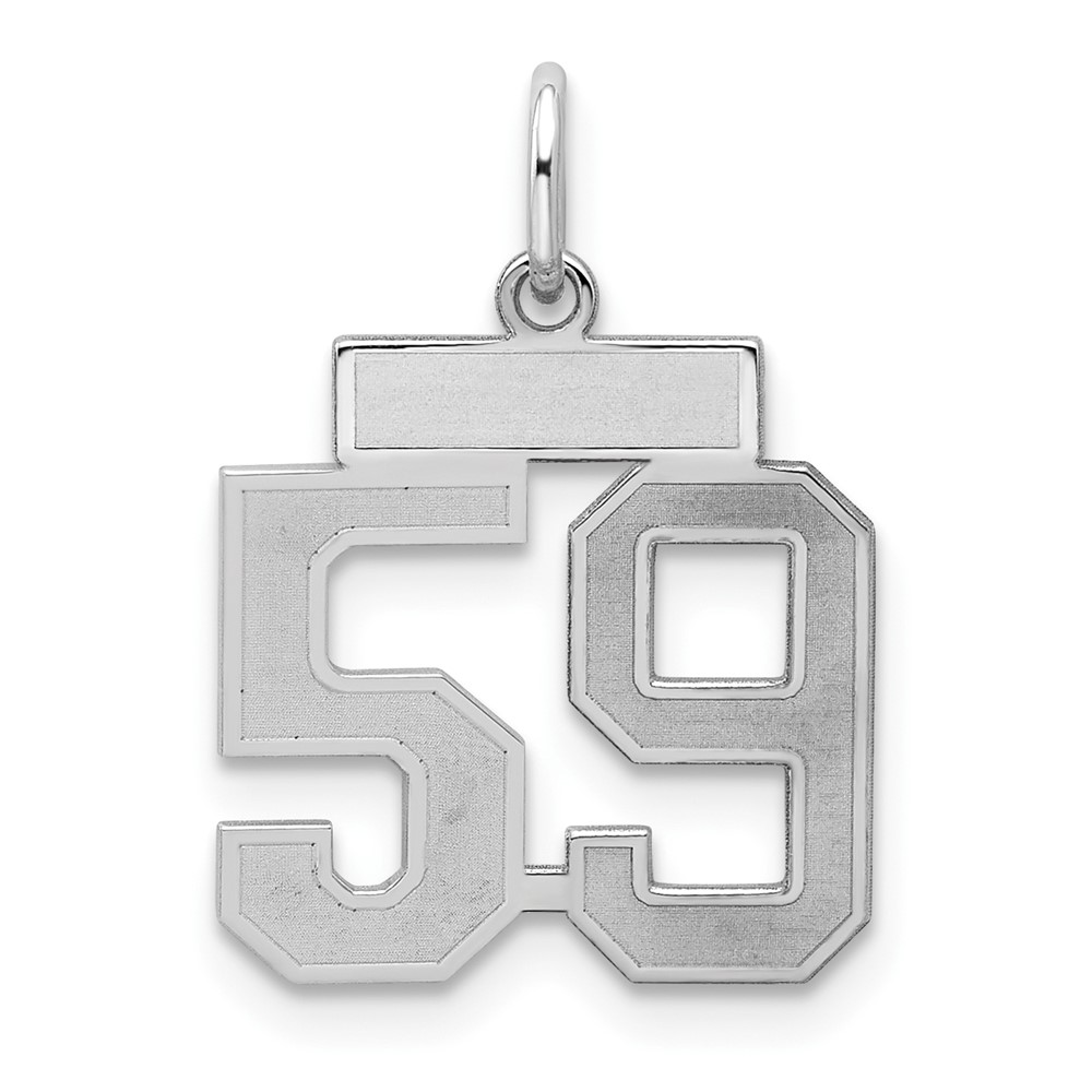 Sterling Silver Rhodium-plated Satin Number 59 Charm