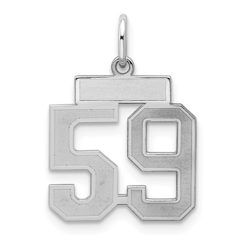 Sterling Silver Rhodium-plated Satin Number 59 Charm