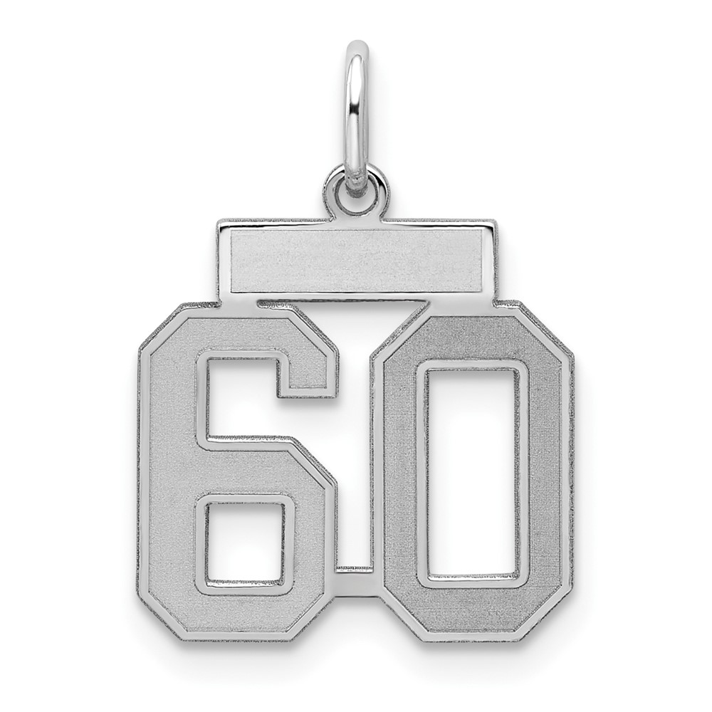 Sterling Silver Rhodium-plated Satin Number 60 Charm