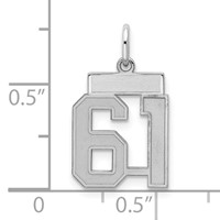 Sterling Silver Rhodium-plated Satin Number 61 Charm view 2