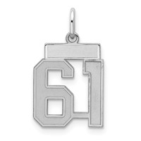 Sterling Silver Rhodium-plated Satin Number 61 Charm view 1