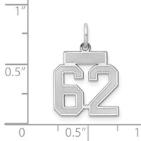 Sterling Silver Rhodium-plated Satin Number 62 Charm view 3