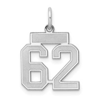 Sterling Silver Rhodium-plated Satin Number 62 Charm view 1