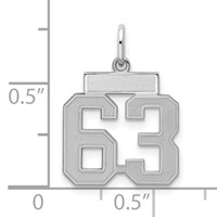 Sterling Silver Rhodium-plated Satin Number 63 Charm view 2