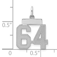 Sterling Silver Rhodium-plated Satin Number 64 Charm view 2