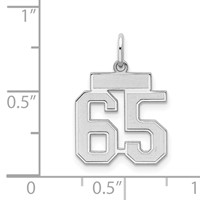 Sterling Silver Rhodium-plated Satin Number 65 Charm view 3