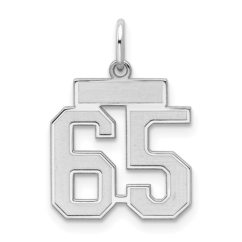 Sterling Silver Rhodium-plated Satin Number 65 Charm