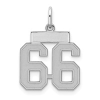 Sterling Silver Rhodium-plated Satin Number 66 Charm view 1