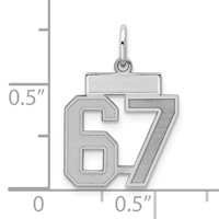 Sterling Silver Rhodium-plated Satin Number 67 Charm view 2