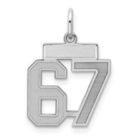 Sterling Silver Rhodium-plated Satin Number 67 Charm view 1