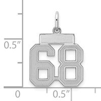 Sterling Silver Rhodium-plated Satin Number 68 Charm view 2