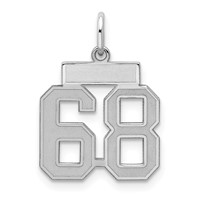Sterling Silver Rhodium-plated Satin Number 68 Charm view 1
