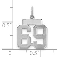 Sterling Silver Rhodium-plated Satin Number 69 Charm view 2