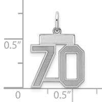 Sterling Silver Rhodium-plated Satin Number 70 Charm view 2