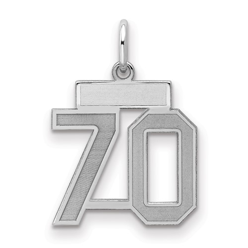 Sterling Silver/Rhodium-plated Satin Number 70 Charm