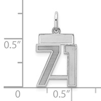 Sterling Silver Rhodium-plated Satin Number 71 Charm view 2