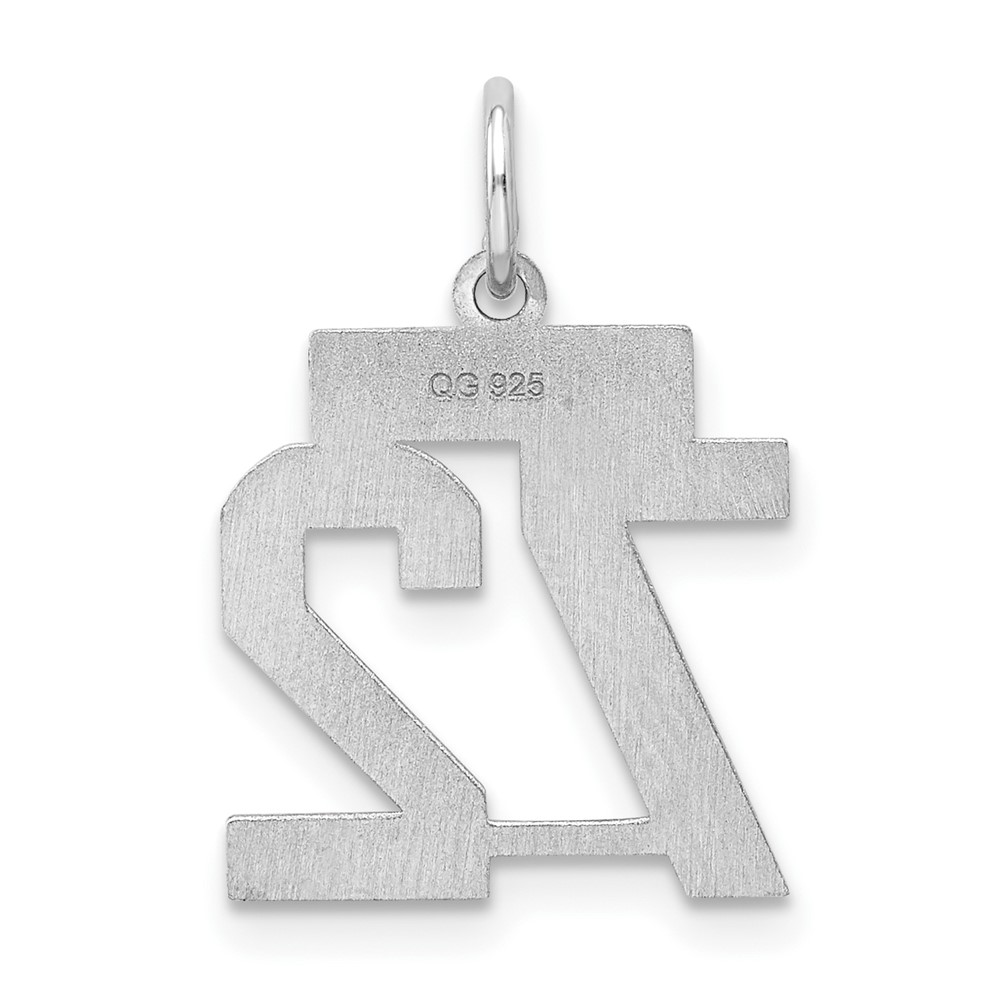 Sterling Silver/Rhodium-plated Satin Number 72 Charm (QPS72)