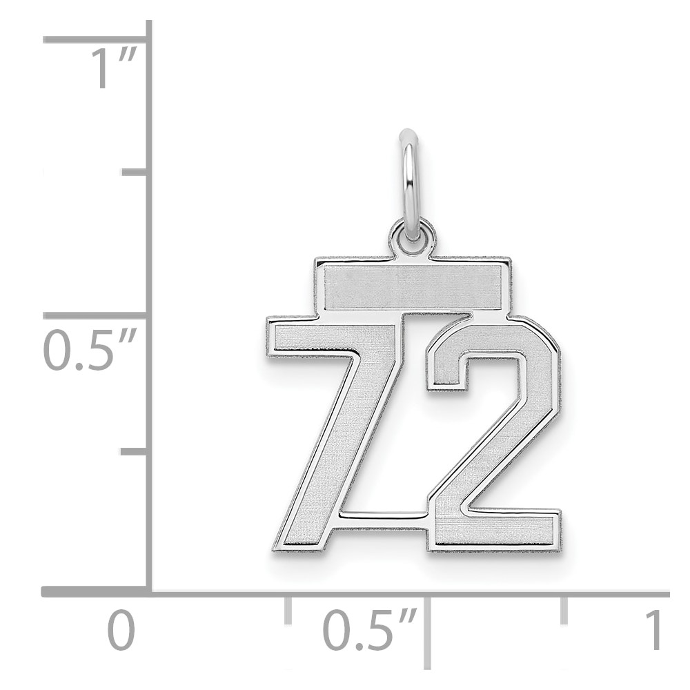 Sterling Silver/Rhodium-plated Satin Number 72 Charm (QPS72)