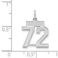 Sterling Silver Rhodium-plated Satin Number 72 Charm view 3