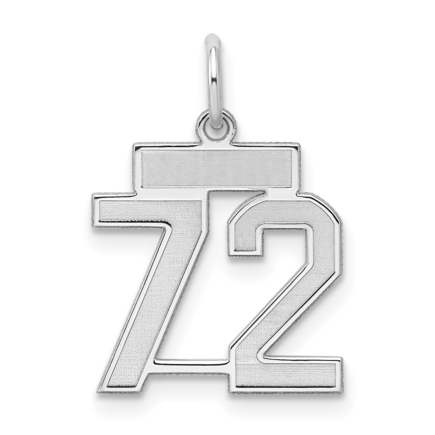 Sterling Silver/Rhodium-plated Satin Number 72 Charm (QPS72)